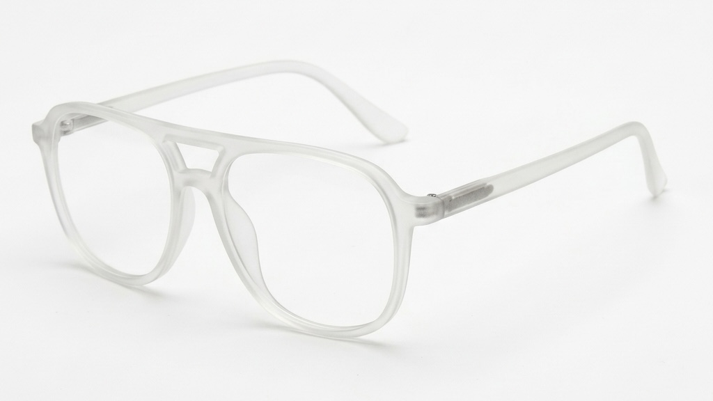 Modern Double-Bridge Aviator Frames in Matte Translucent White