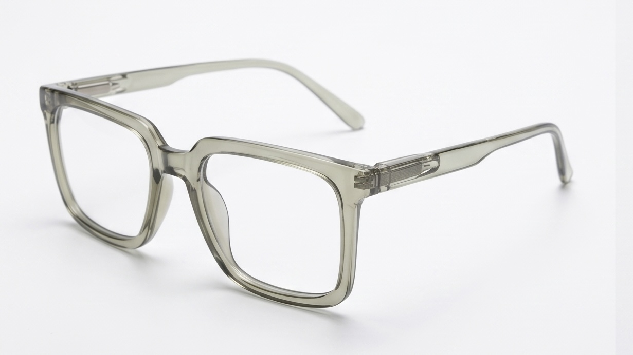 Title: Modern Translucent Olive Square Frames – Timeless Academic Style