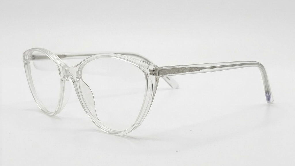 Crystal Elegance: Modern Cat-Eye Transparent Frames