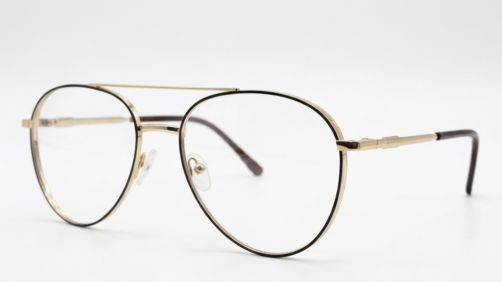 Classic Aviator Optical Frames – Elegant Gold & Black Minimalist Design
