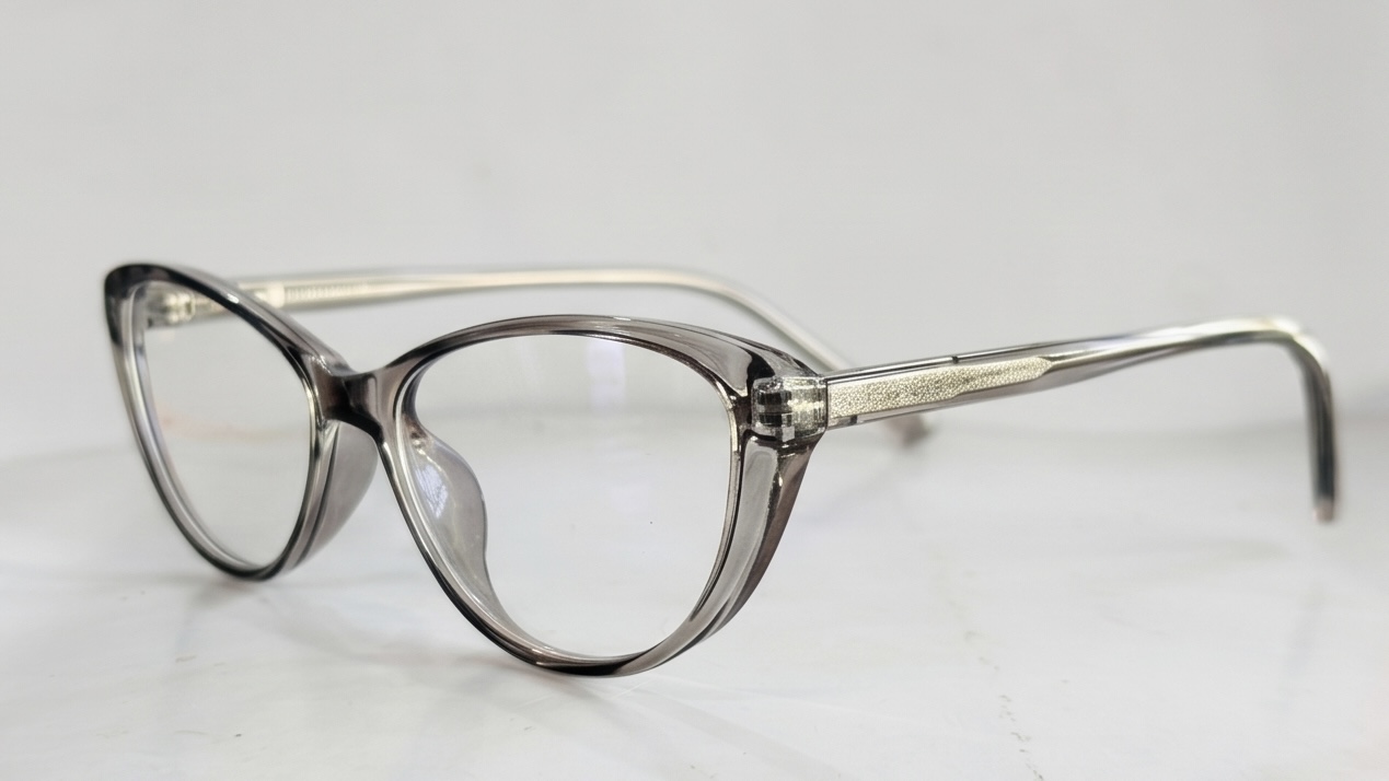 Chic Crystal Gray Cat-Eye Frames for Kids