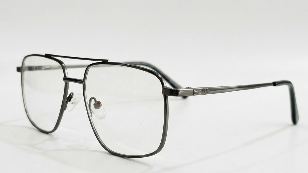 The Executive Navigator: Modern Matte Black Double-Bridge Frame