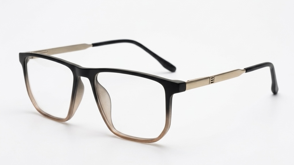 Eclipse Gradient Square Frames-Matte Black & Amber Gold Eyeglasses
