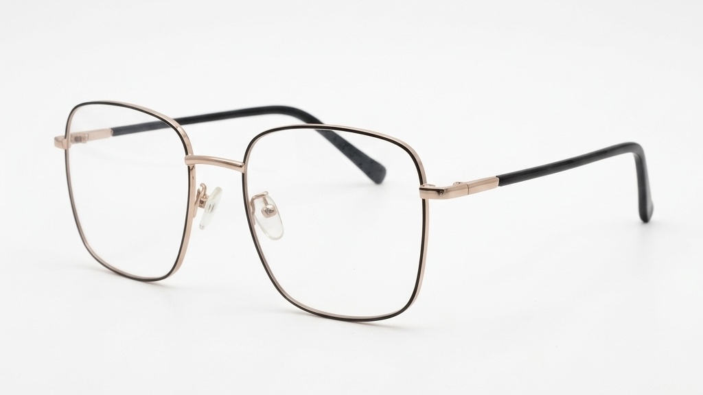 Elegant Rose Gold and Black Square-Rim Eyeglasses