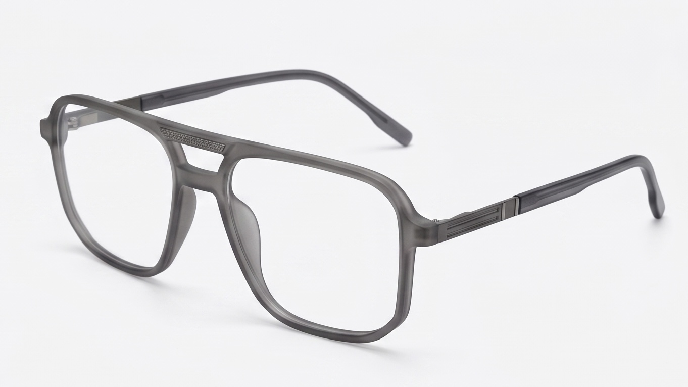 Modern Industrial Navigator: Matte Ash Dual-Bridge Frames