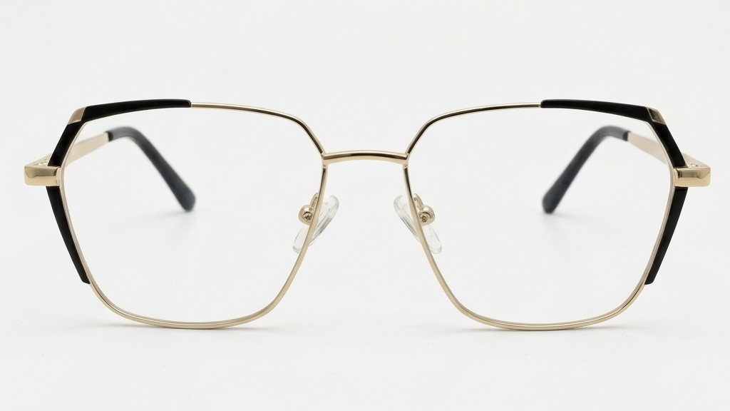 Geometric Gold & Onyx Eyeglass Frames