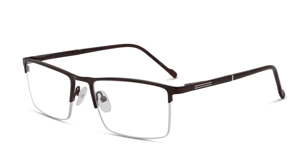 Elegant Half-Rim Rectangular Frames with Dark Maroon Finish for Men