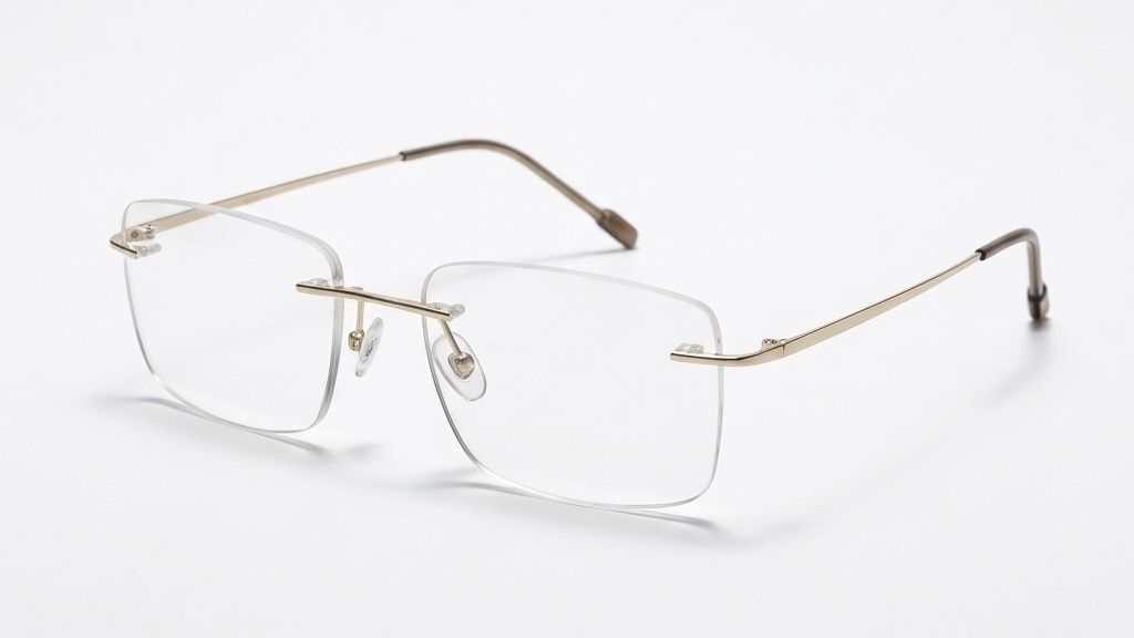 Premium Rimless Rectangle Glasses - Ultra-Lightweight Beta Titanium Frame for Men & Women.