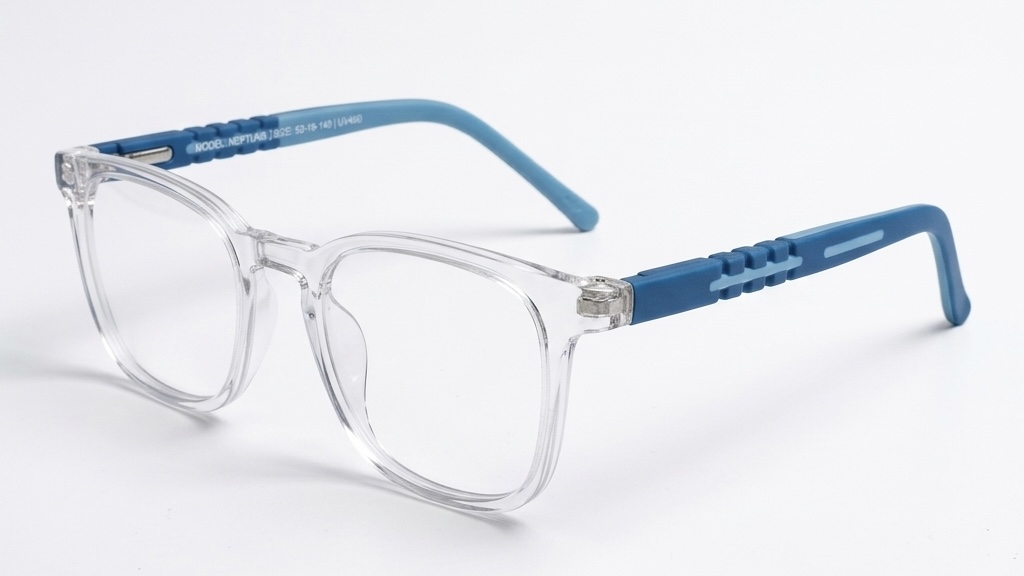 Premium Transparent Crystal & Blue Hybrid EyeGlass. 