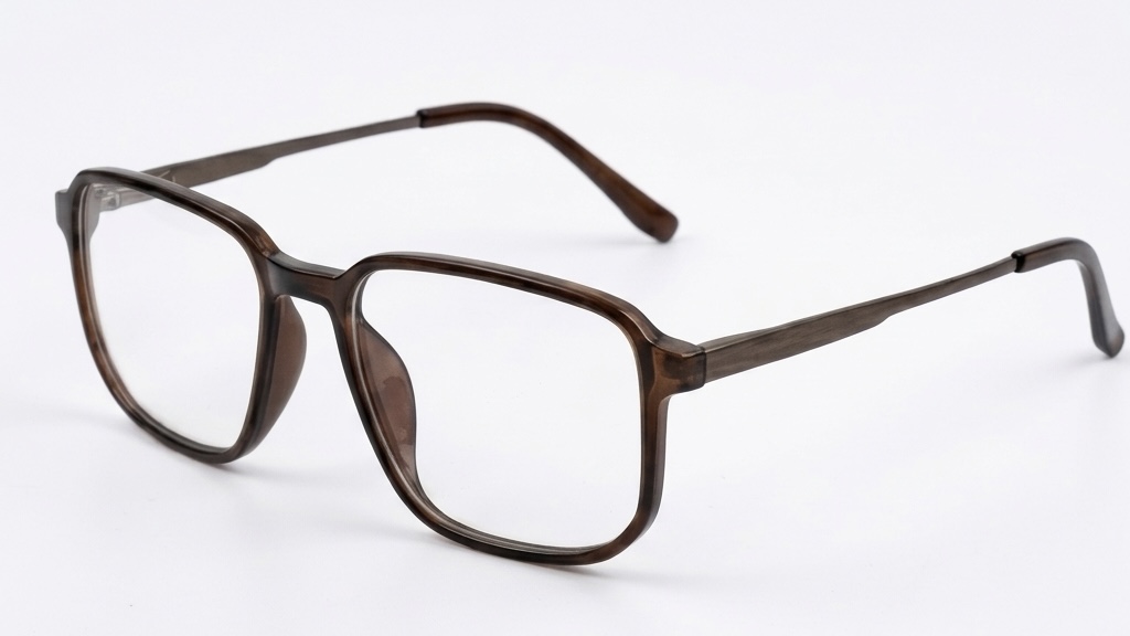 Classic Tortoise Acetate Front with Brushed Metal Temples Eyeglass. 