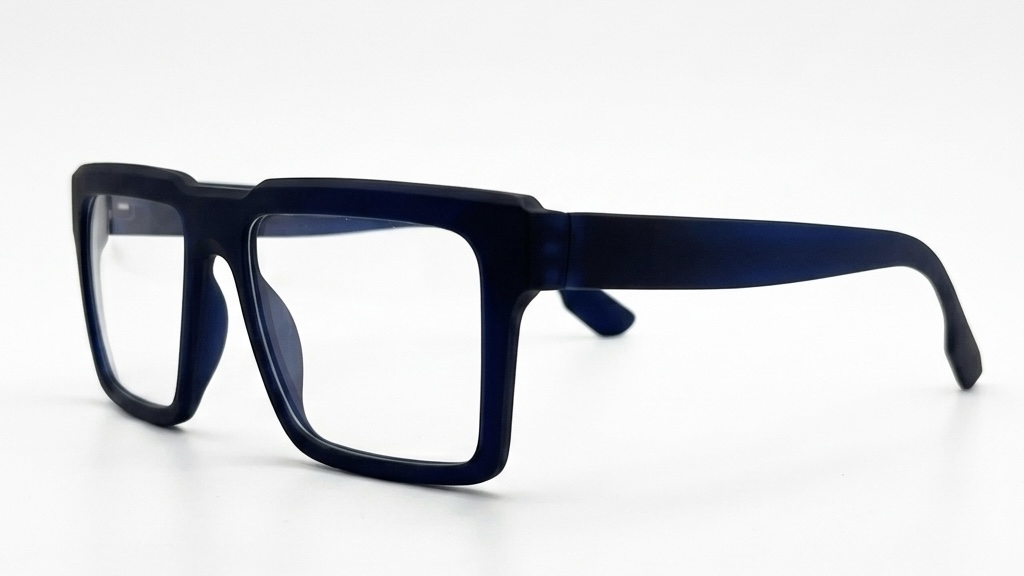 Matte Navy Blue Square Frame Eyeglasses with Clear Lenses