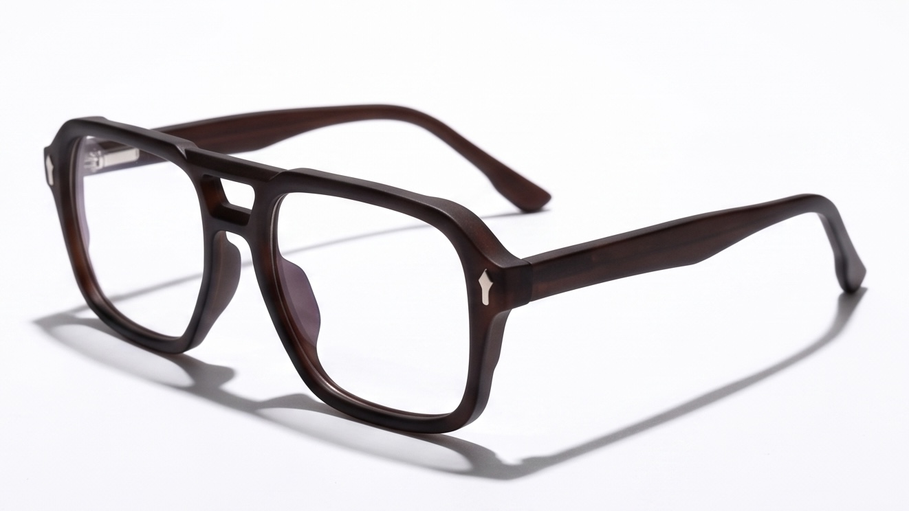 Retro-Modern Edge: Matte Dark Brown Square Aviator Frames