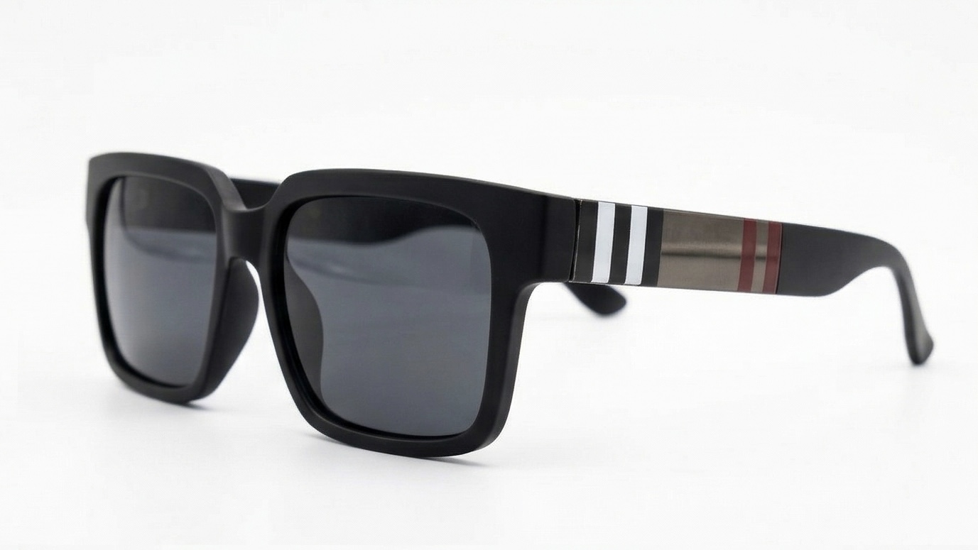 Classic Square Polarized Sunglasses with Signature Stripe Detail