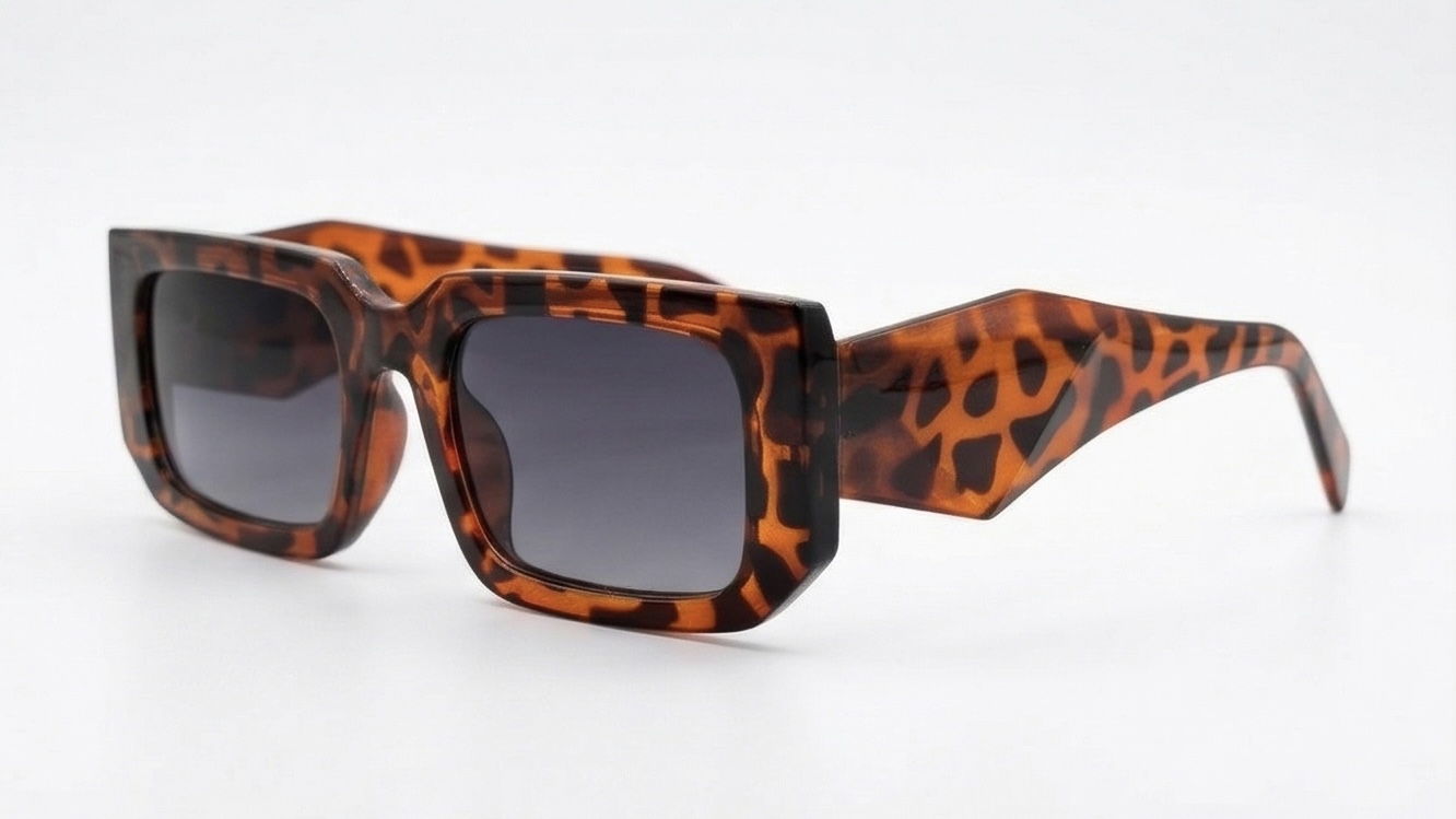 Retro Tortoise Shell Polarized Square Sunglasses – Bold Geometric Aesthetic